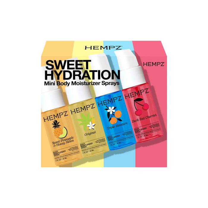 Hempz Sweet Hydration Mini Body Moisturizer Spray Kit, Front of Box