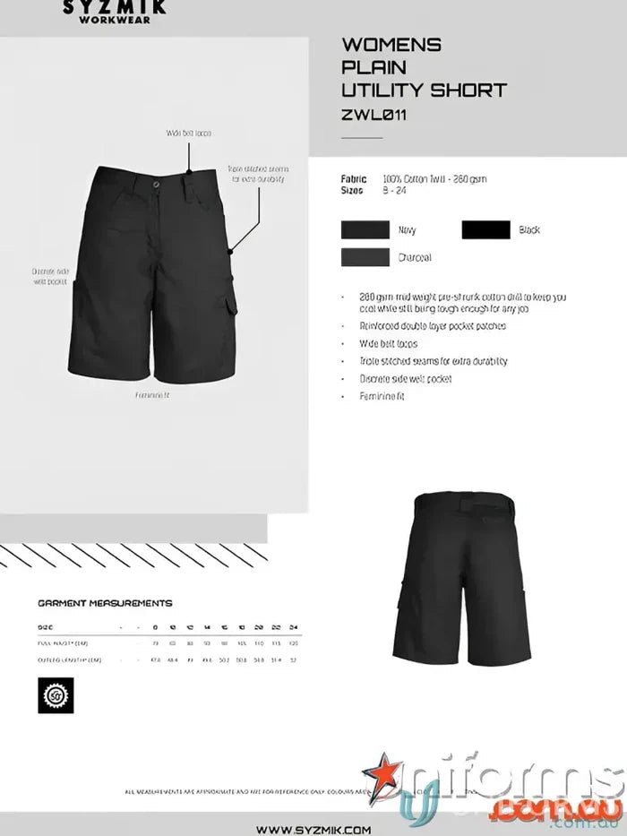 Syzmic Womens Plain Utility Short ZWL011 for unbeatable comfort and style