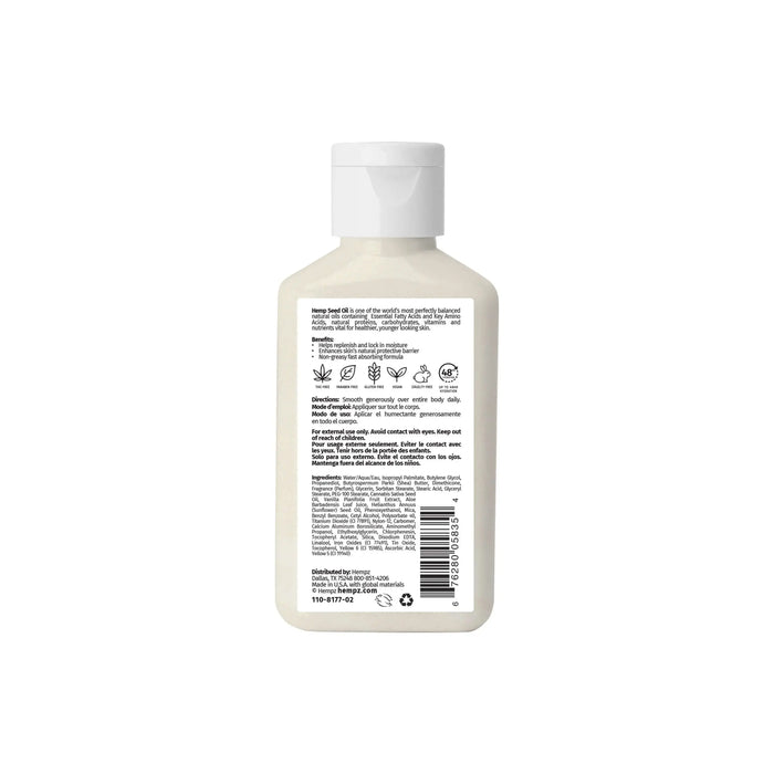 Back Shot of Hempz Travel-Size Spun Sugar & Vanilla Bean Herbal Moisturizing Lotion with Shimmer for Dry Skin