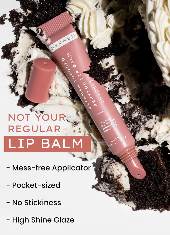 Hyphen VIP Hazel LIP Balm With 1% VIT E, 2% Squalane & Peptides - ingredient synergy and formulation chart
