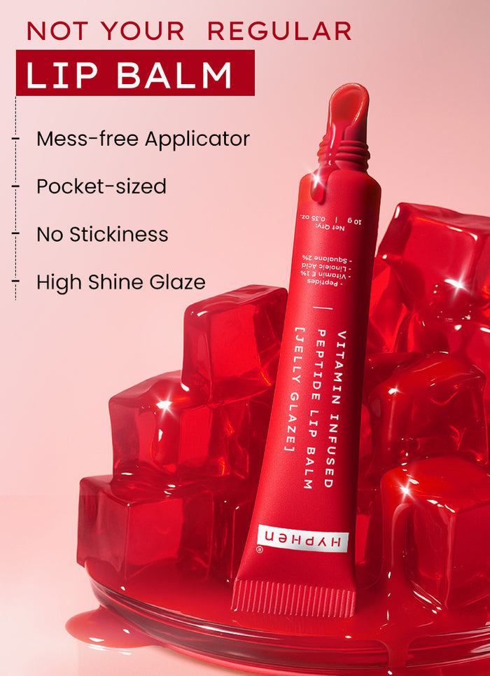 Hyphen VIP Jelly Glaze Lip Balm, 1% Vit E & Peptides - ingredient synergy and formulation chart