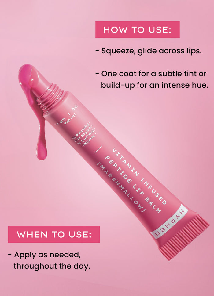Hyphen VIP Marshmallow LIP Balm With 1% VIT E, 2% Squalane & Peptides - ingredient synergy and formulation chart