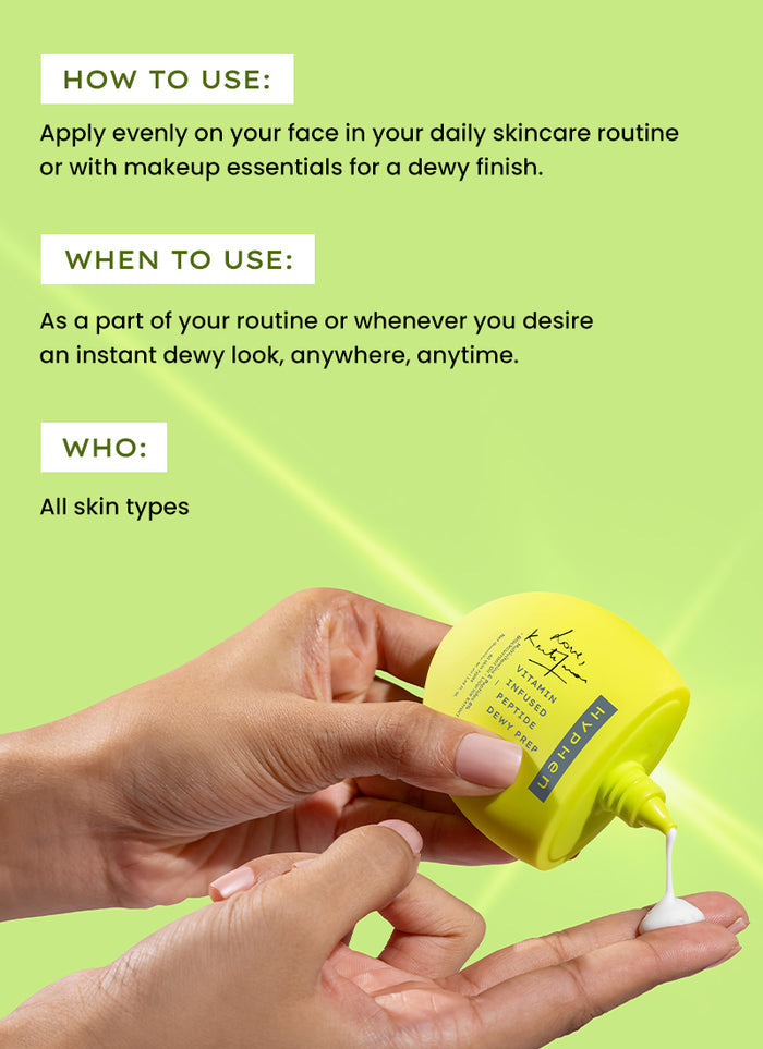 Hyphen Vitamin Infused Peptide Dewy Prep - ingredient synergy and formulation chart