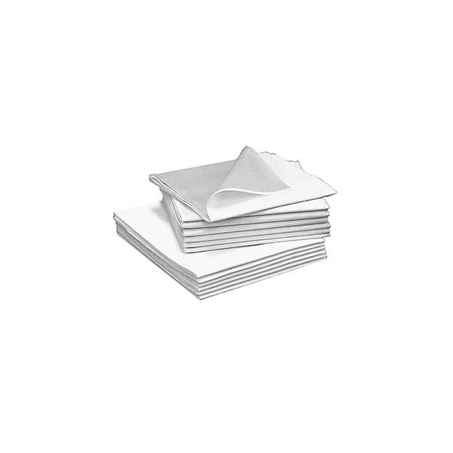 A stack of absorbent squares sits on a plain white background; one square is partially unfolded.