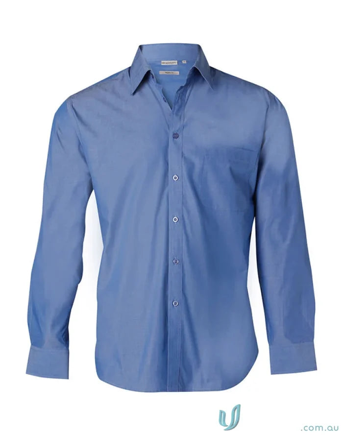 Blue long-sleeved Winning Spirit Nano Tech mens nano tech shirt for a sharp look