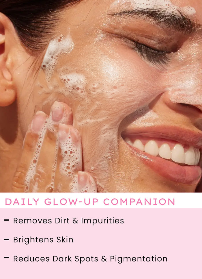 Hyphen 10% Fermented Rice Water Cleanser - 1% VIT C & 0.5% Glycolic Acid - key ingredient breakdown infographic