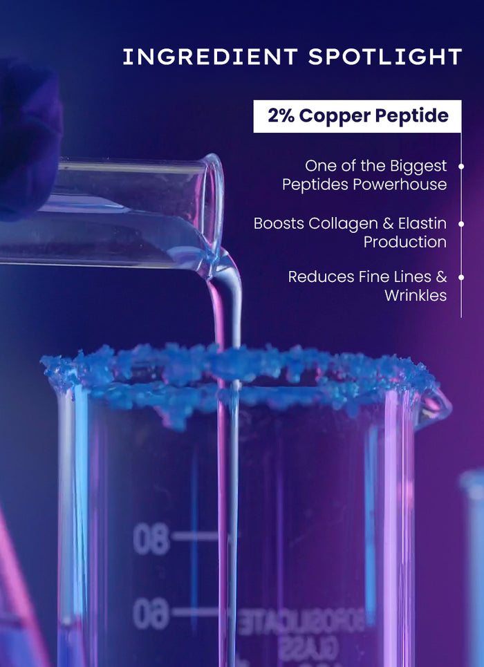 Hyphen 10% Peptide with 2% Copper Peptide Face Serum - key ingredient breakdown infographic