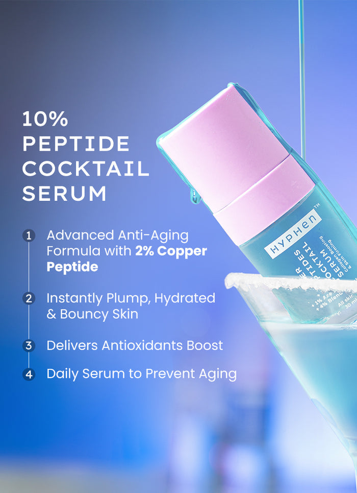 Hyphen 10% peptide with 2% copper peptide face serum - clinical results chart and benefit claims