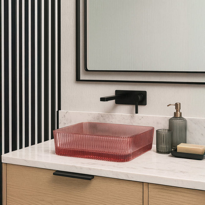 15" Square Tempered Glass Bathroom Sink