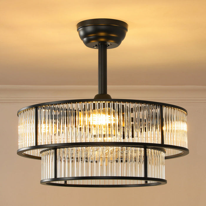 20-inch Mid-Century Crystal Chandelier Ceiling Fan with Light Kit and Remote Control Included