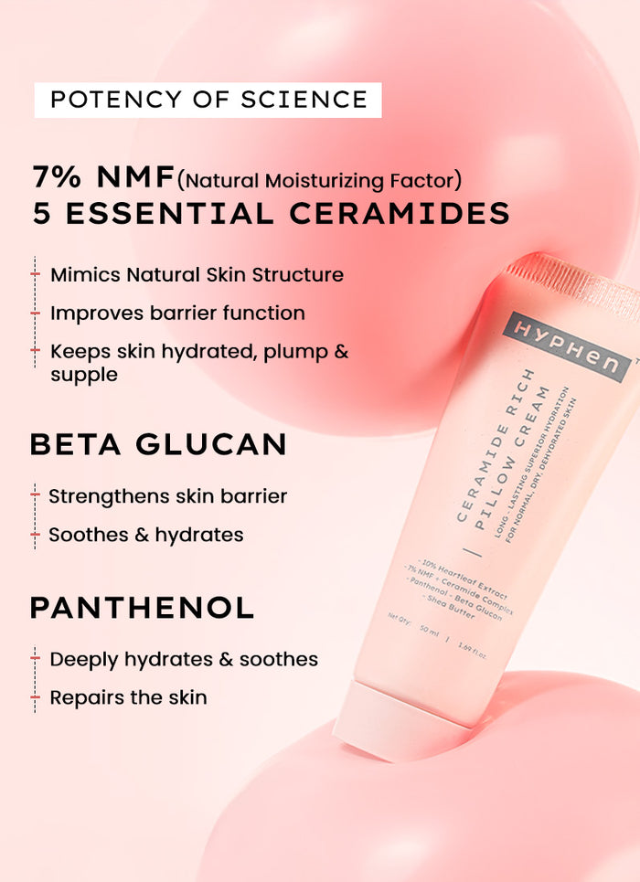 Hyphen 7% Ceramides-NMF Face Moisturizer Rich Pillow Cream - skin concern targeting infographic