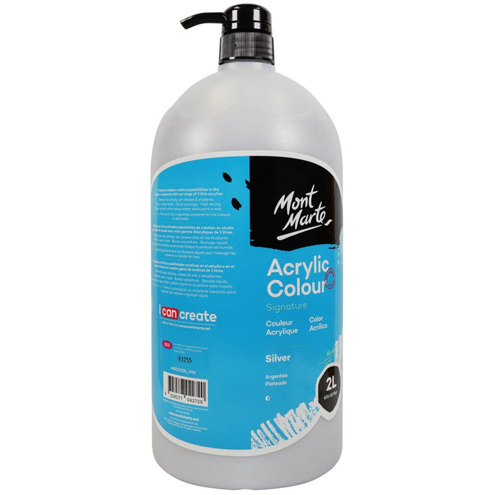 Acrylic Colour Paint Signature 2L (67.6 US fl.oz) Bottle –Silver