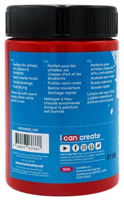 Acrylic Colour Paint Signature 300ml (10.1 US fl.oz) - Brilliant Red