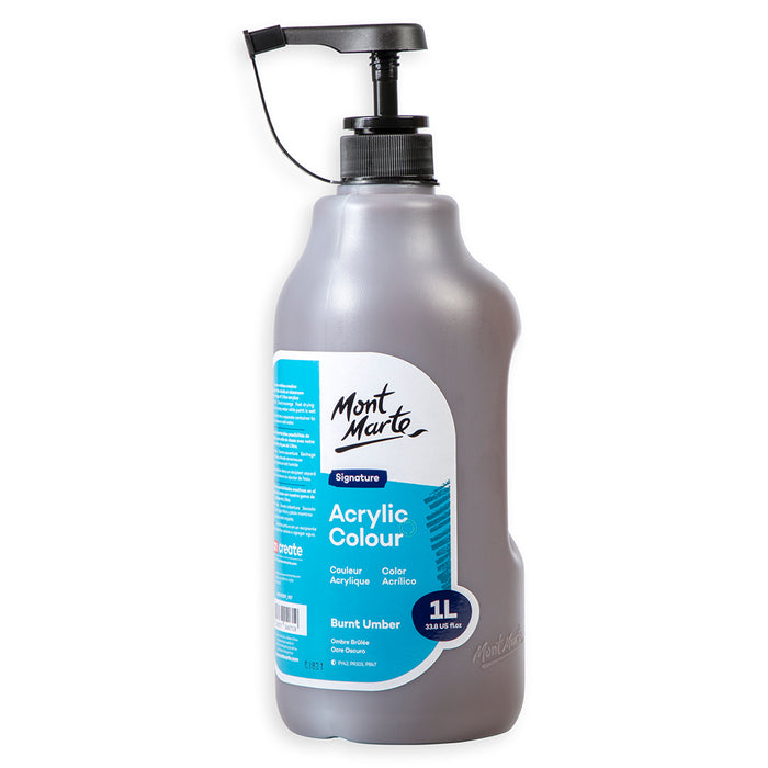 Acrylic Colour Signature 1L (33.8 US fl.oz) Bottle - Burnt Umber