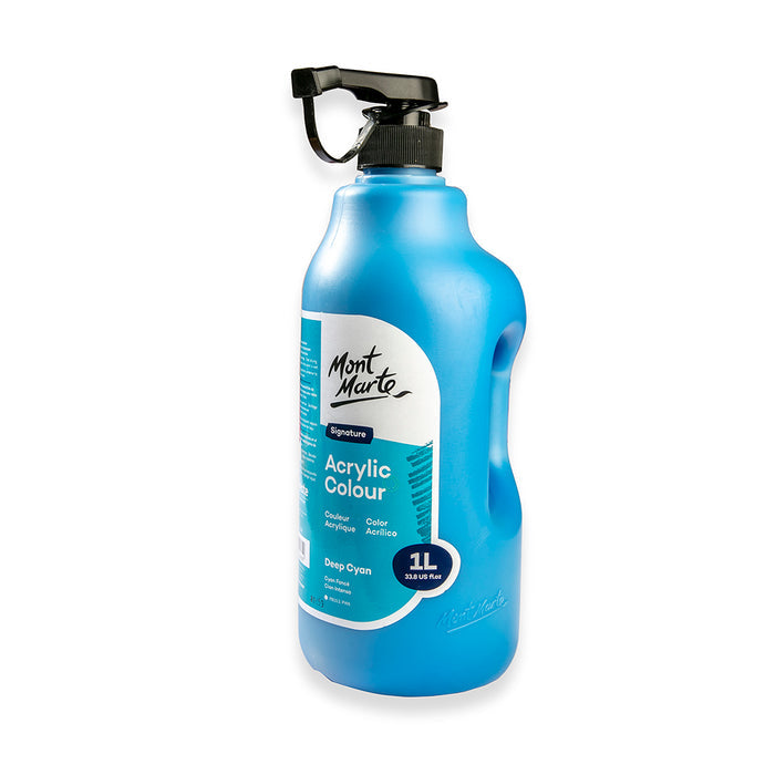 Acrylic Colour Signature 1L (33.8 US fl.oz) Bottle - Deep Cyan