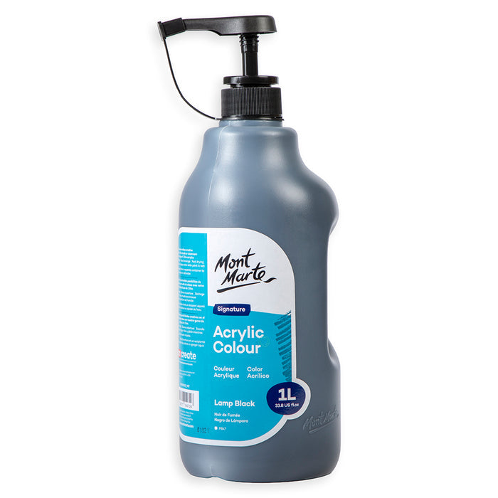 Acrylic Colour Signature 1L (33.8 US fl.oz) Bottle - Lamp Black
