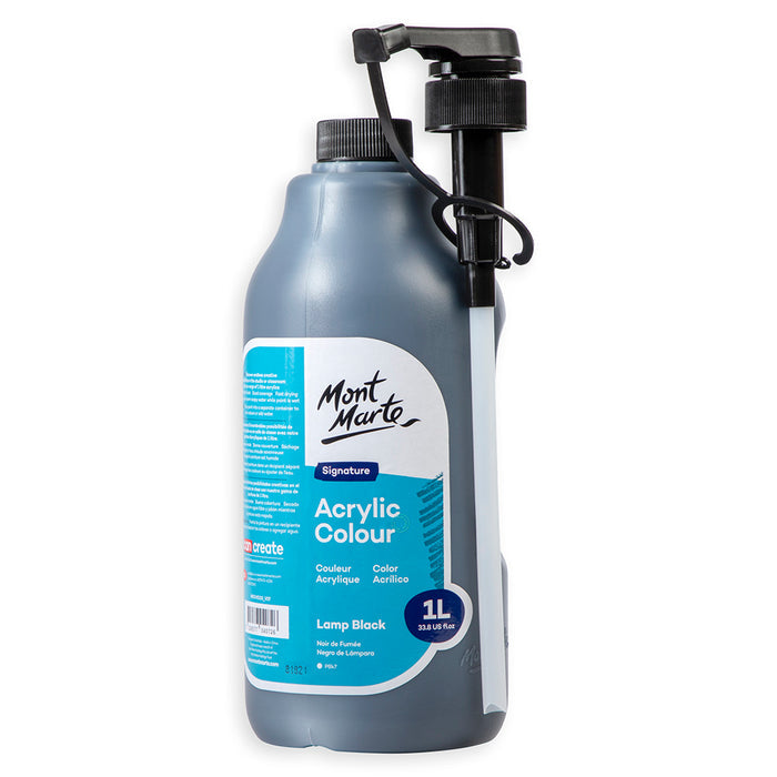 Acrylic Colour Signature 1L (33.8 US fl.oz) Bottle - Lamp Black