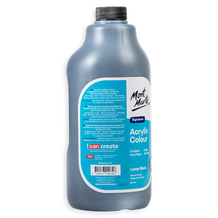 Acrylic Colour Signature 1L (33.8 US fl.oz) Bottle - Lamp Black