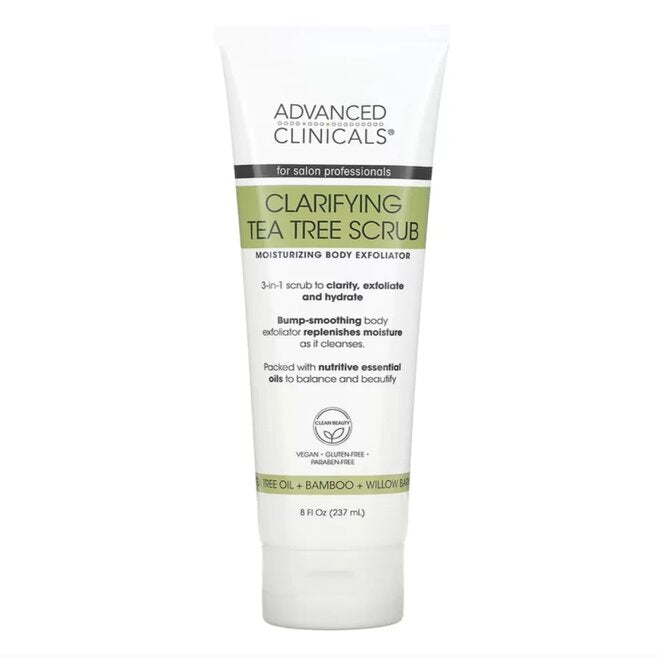 ADVANCED CLINICALS Clarifying Tea tree Scrub Moisturizing Body Exfoliator مقشر الجسم بشجرة الشاي