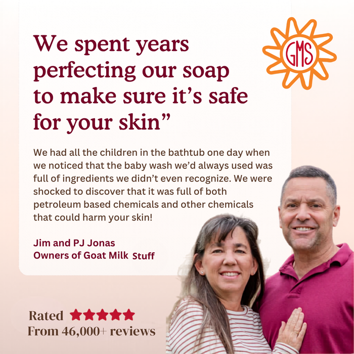 Owners of Goat Milk Stuff telling how they started the business and helped their skin.