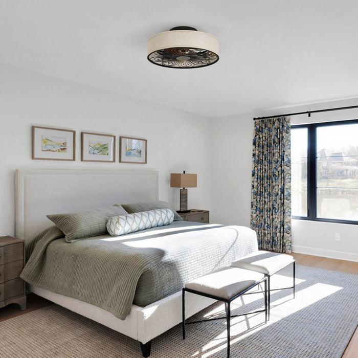 Modern bedroom with a bed, nightstands, and a lamp.
