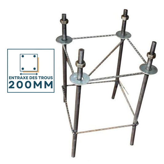 Base de fondation entraxe latéral 200MM pour mât (Mât STANDARD V1 EVO / V2 EVO / V3 EVO / V4 EVO)