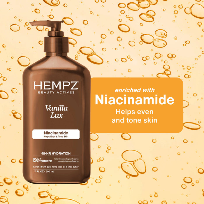 Beauty Actives Vanilla Lux Moisturizing Body Lotion with Niacinamide Hempz
