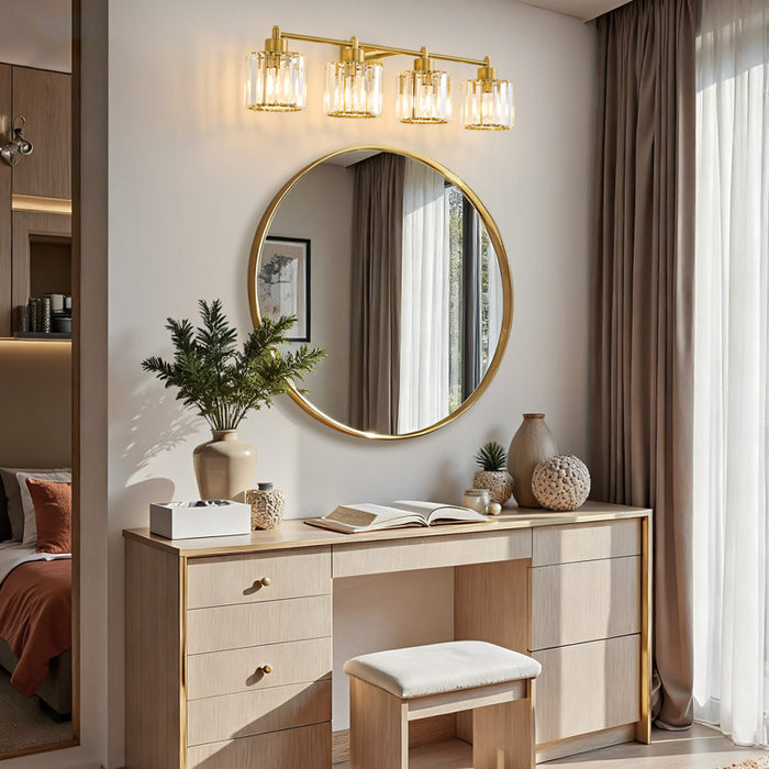 Berto 3-Light Dimmable Bathroom Light Fixture with Crystal Shade