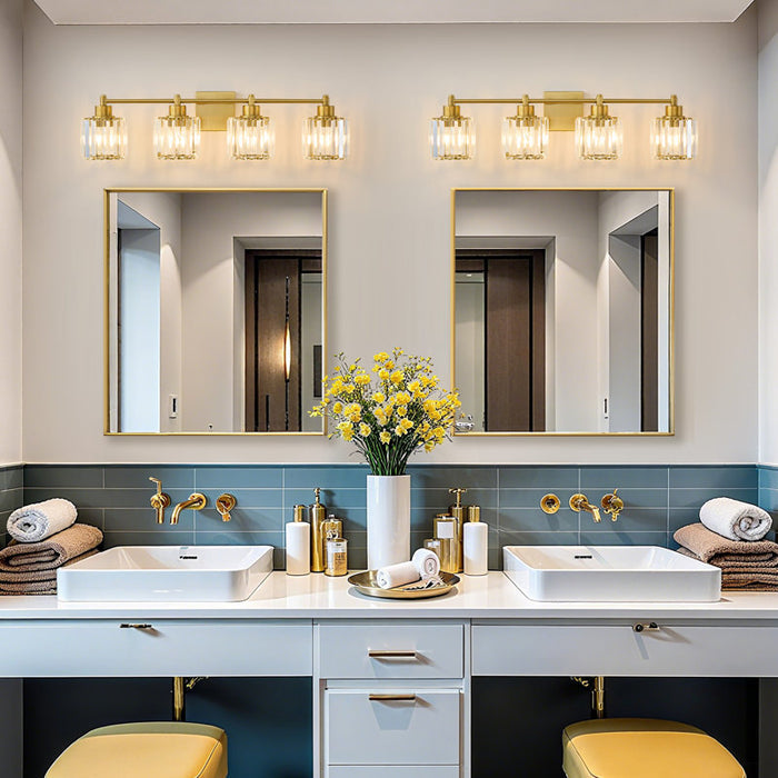 Berto 3-Light Dimmable Bathroom Light Fixture with Crystal Shade