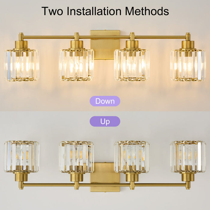 Berto 3-Light Dimmable Bathroom Light Fixture with Crystal Shade
