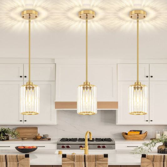 Bette 1-Light Modern Crystal Pendant Light with Adjustable Height (Set of 3)