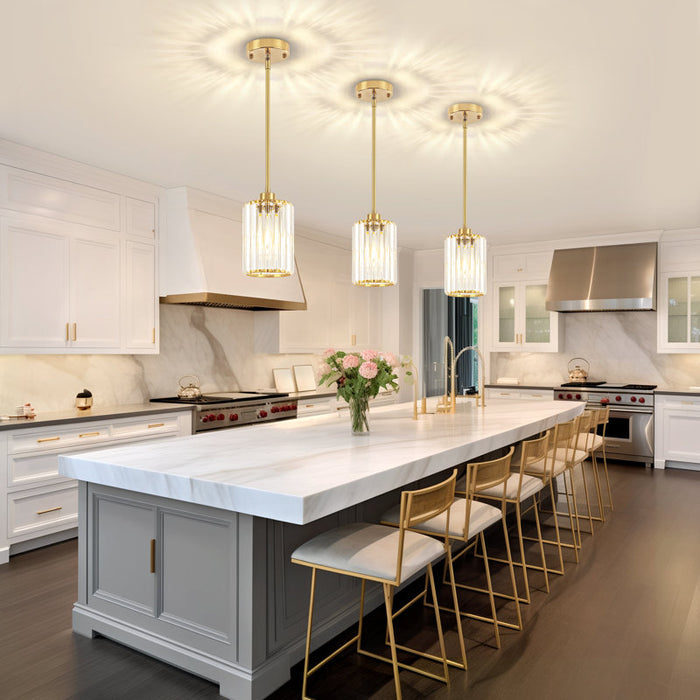 Bette 1-Light Modern Crystal Pendant Light with Adjustable Height (Set of 3)