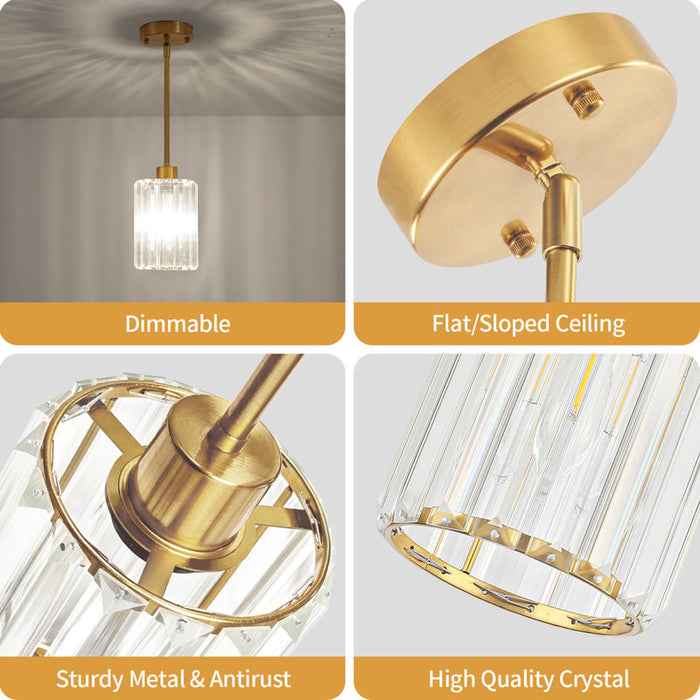 Bette 1-Light Modern Crystal Pendant Light with Adjustable Height (Set of 3)