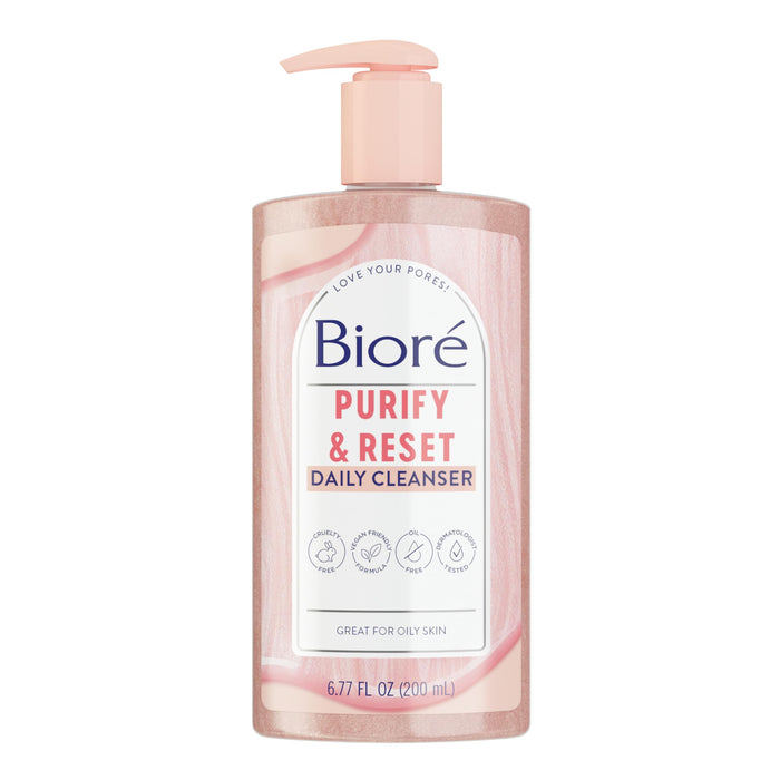 Biore ROSE QUARTZ + CHARCOAL Daily Purifying Cleanser غسول البشرة بالفحم والكريستال