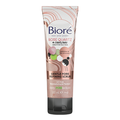 BIORE Rose Quartz + Charcoal Gentle Pore Refining Scrub مقشر البشرة بالفحم والكريستال
