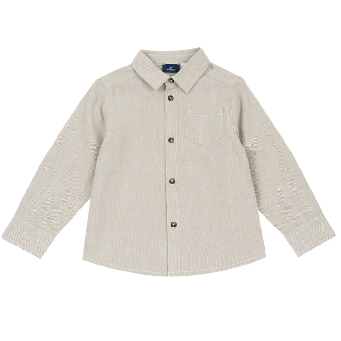 Boys Beige Striped Long Sleeve Shirt