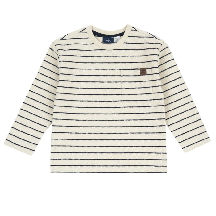 Boys Beige Striped Long Sleeve T-shirt