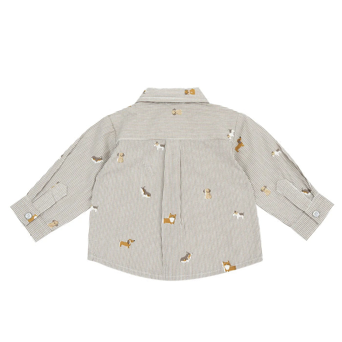 Boys Beige Striped Shirt with Tie