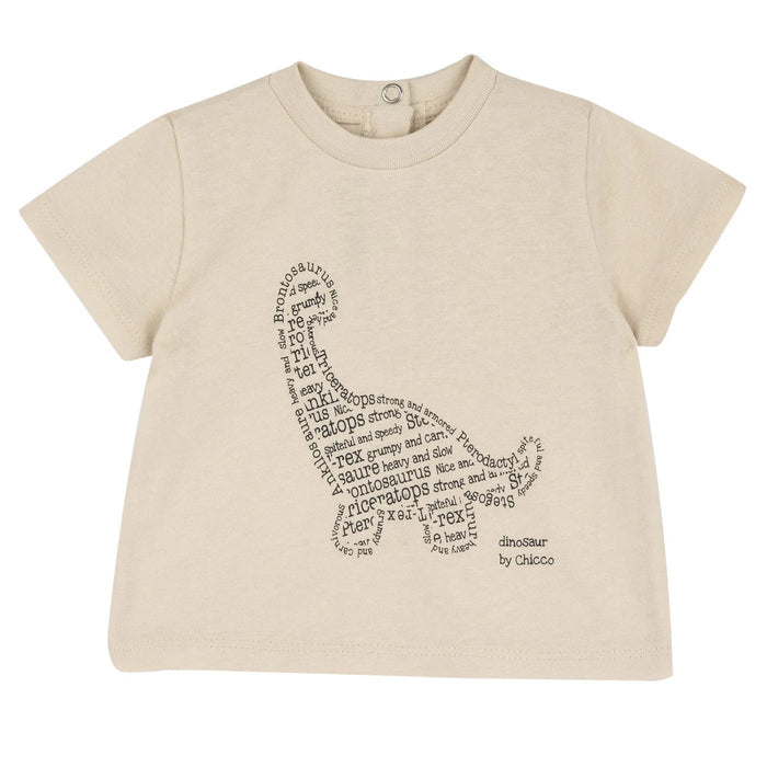 Boys Beige Typography Animal Printed T-shirt