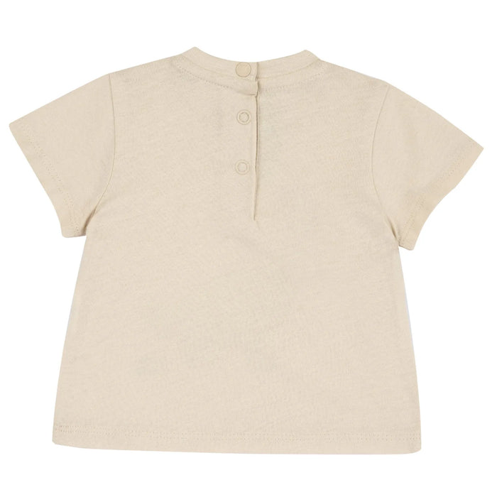 Boys Beige Typography Animal Printed T-shirt