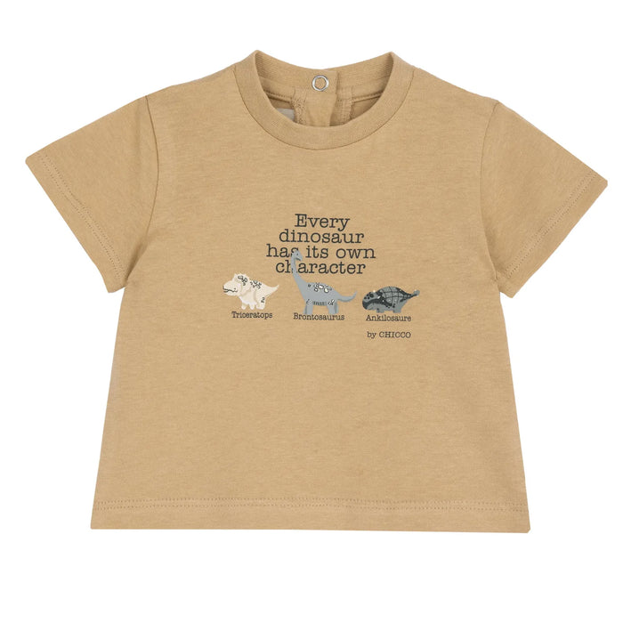 Boys Beige Typography Printed T-shirt
