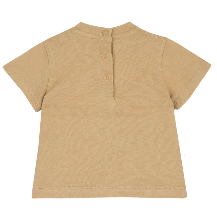 Boys Beige Typography Printed T-shirt