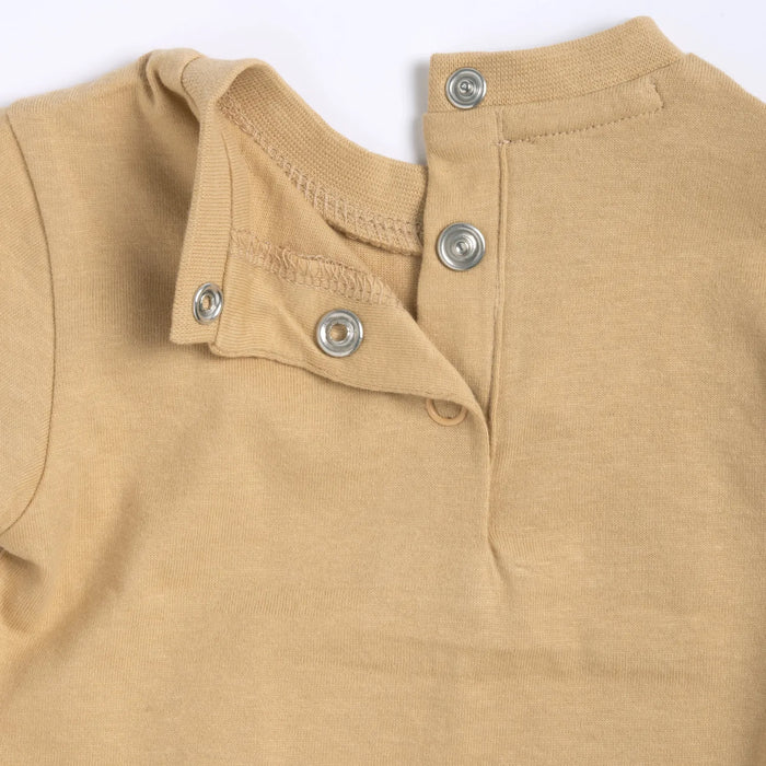 Boys Beige Typography Printed T-shirt