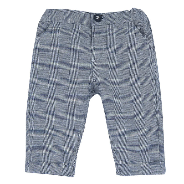 Boys Blue Checked Cotton Trouser