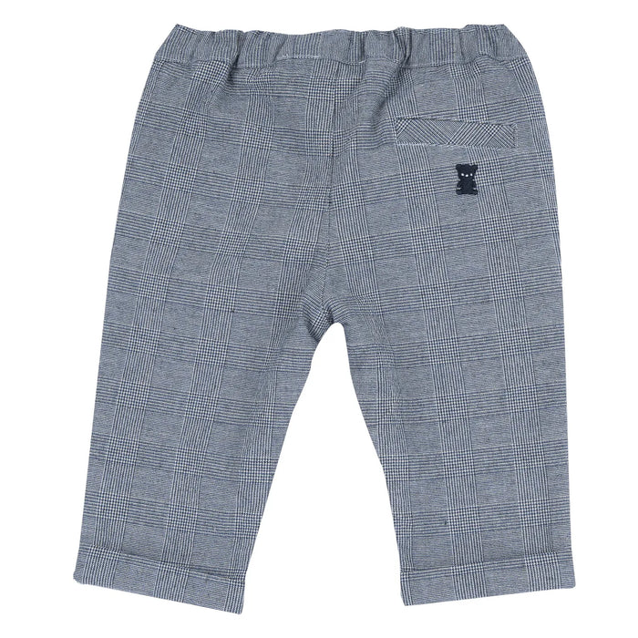 Boys Blue Checked Cotton Trouser
