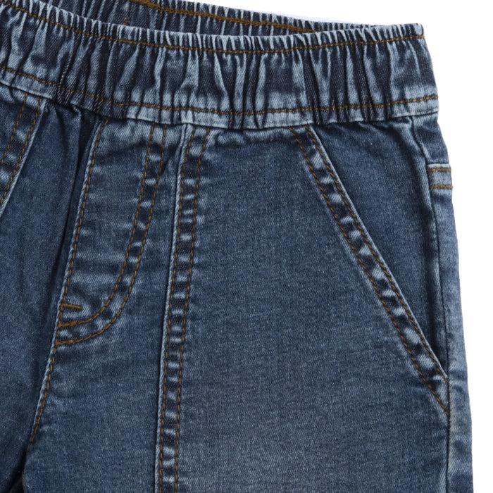 Boys Blue Solid Denim Shorts
