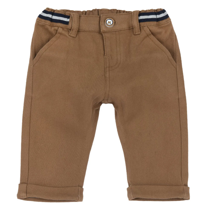 Boys Brown Solid Woven Trouser