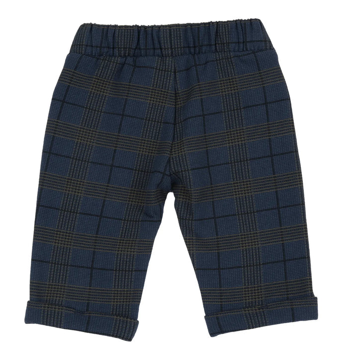 Boys Dark Blue Checked Joggers