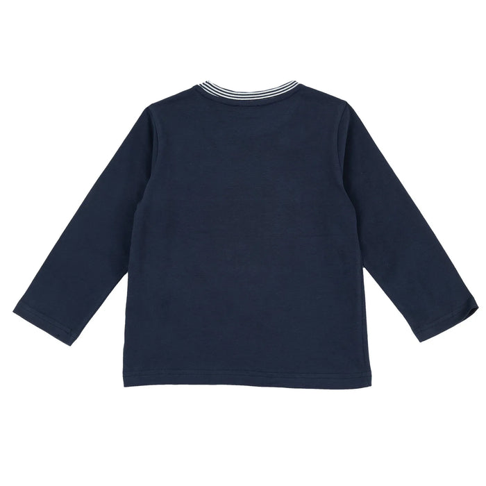 Boys Dark Blue Graphic Printed Long Sleeve T-shirt