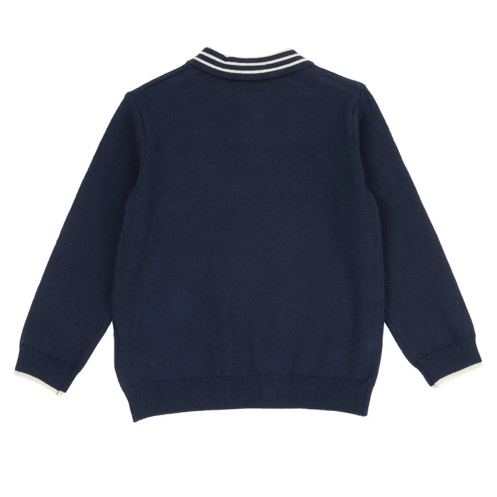 Boys Dark Blue Solid Polo T-shirt